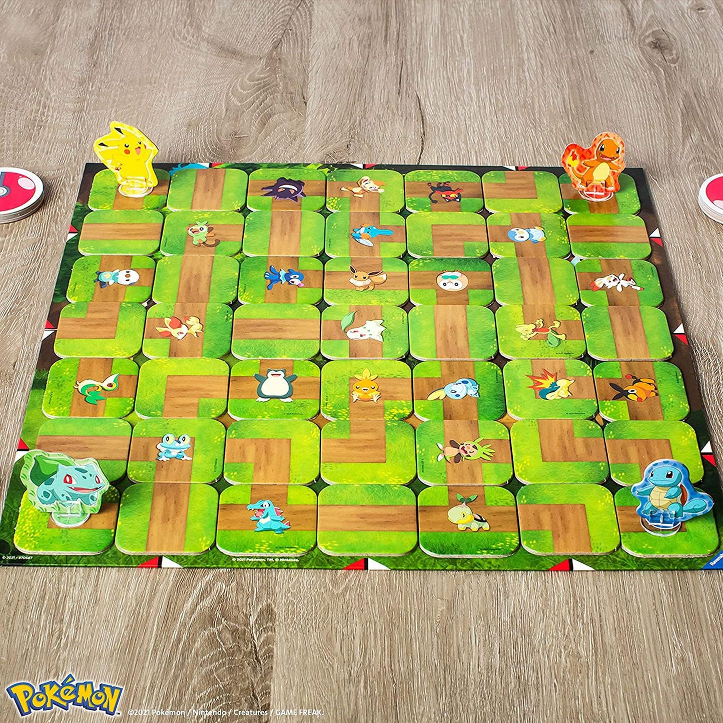 Ravensburger Pokemon Labyrinth board game featuring a colorful maze design, suitable for 2 to 4 players, ages 7 and up.