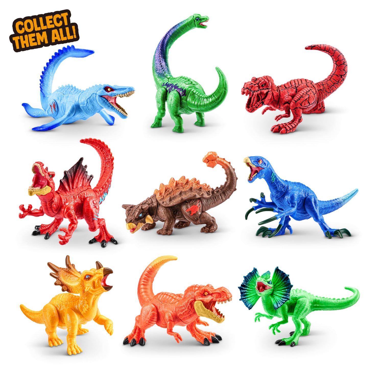 Miniature dinosaur capsules from 5 Surprise Dino Mix & Match set by ZURU, with realistic toy dinosaurs and accessories for kids.