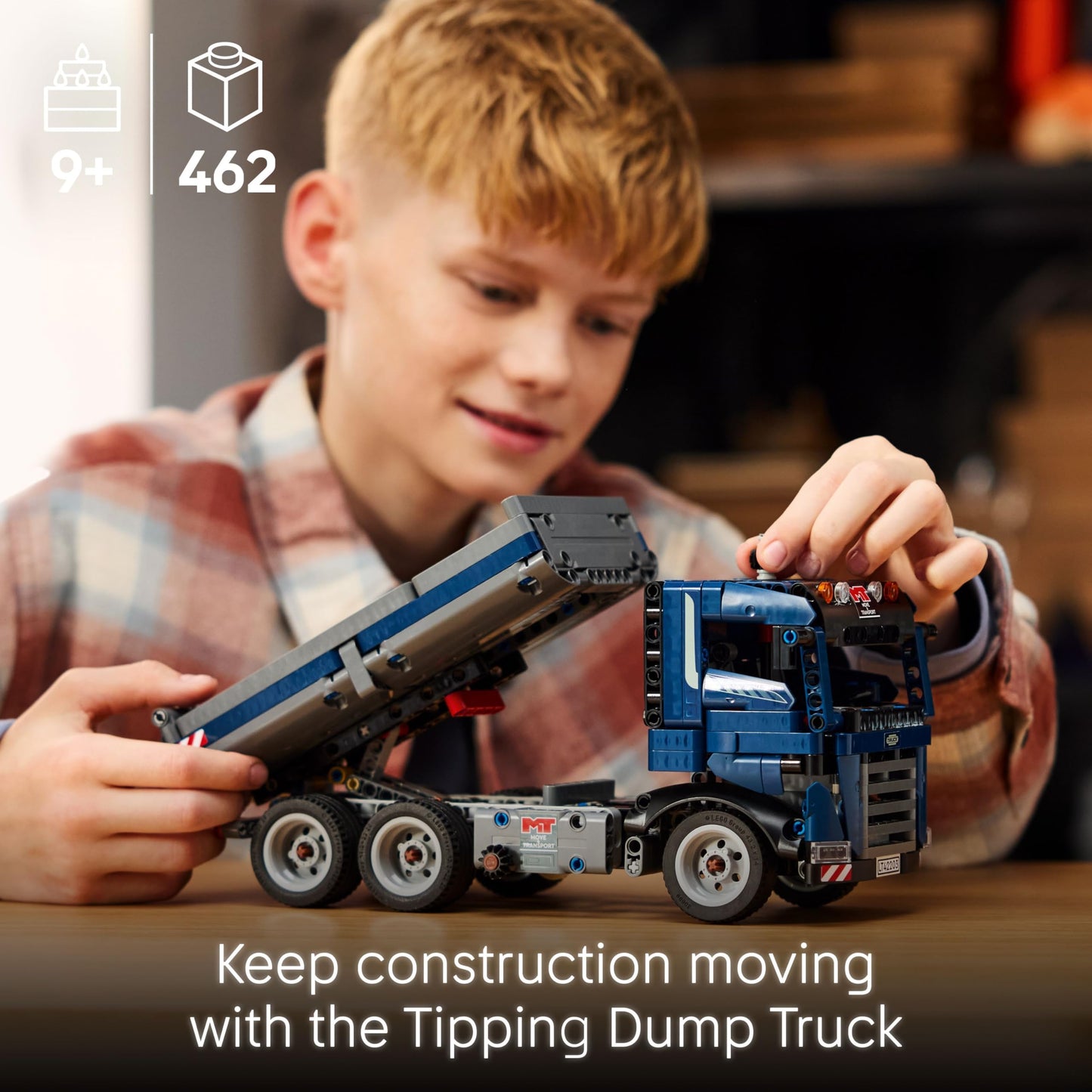 LEGO Technic Tipping Dump Truck Toy with Steering & Moving Dump Box - Construction Vehicle Set for 9+ Years Old Boys & Girls - Fun Birthday Idea - 42203