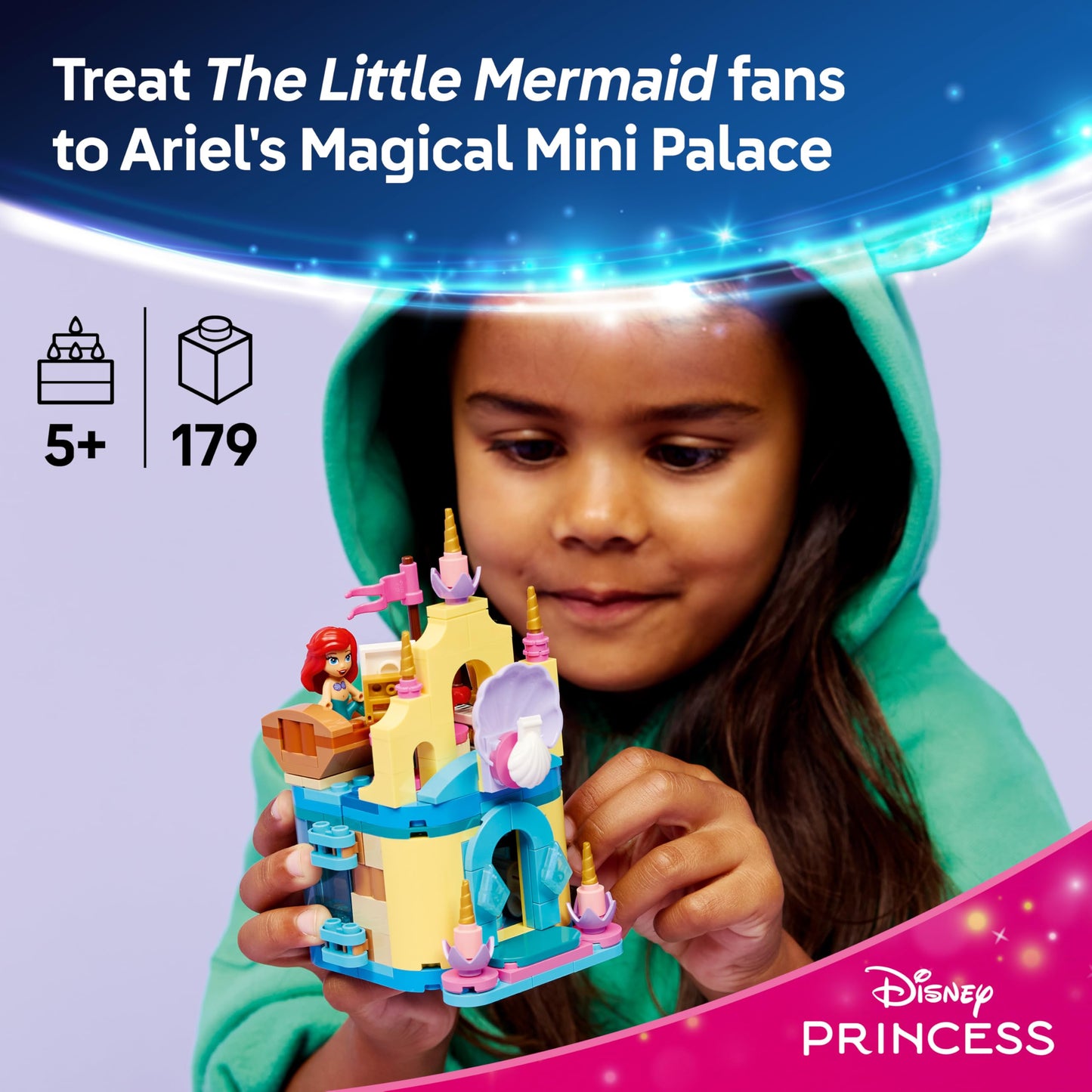 LEGO|Disney Princess Ariel's Magical Mini Palace - The Little Mermaid Castle Toy w/a Micro Doll plus Sebastian & Flounder Animal Figures - Gift for 5+ Year Old Girls - 43285