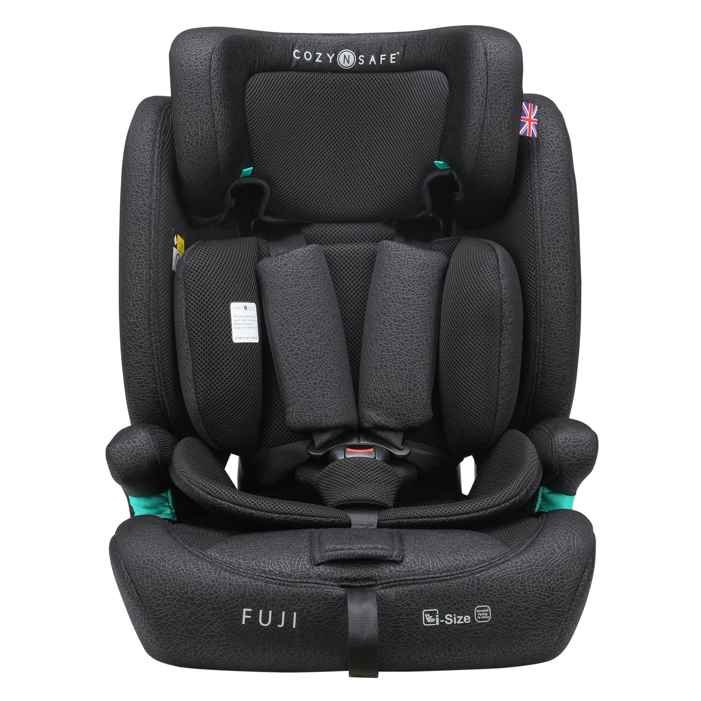 Cozy N Safe Fuji i-Size 76-150cm Child Car Seat (up to 12 Years Old), Forward Facing, 3-Point seat Belt, 5-Point Harness Upto 105cm,high-Back Booster to 150cm, Side Impact Protection (Onyx)