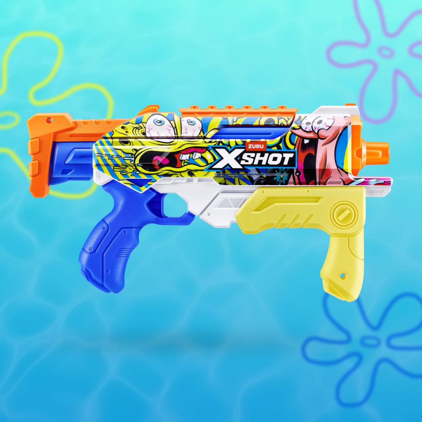 XSHOT Water SpongeBob Hyperload Water Blaster by ZURU – Fast-Fill Water Blaster with SpongeBob Design, 33ft Range & 500ml Tank, Outdoor Summer Toy for Kids Ages 5+, Beach & Backyard Fun