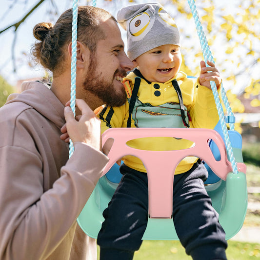 REDCAMP 3-in-1 Ajustable Toddler Swing Seat,High-Back Baby Swing Chair with Safety Strap,Ideal for Garden Indoor Outdoor Playground,6 months - teens, Light Blue