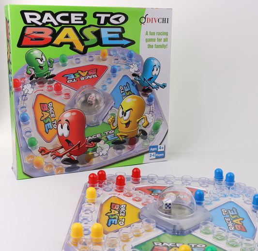 DIVCHI Race To Base Board Game for kids - Racing and Chasing to Base Game Kids Children Race to Base Pop a Dice Board Game Great Family Friends Frustration Party Game Ludo