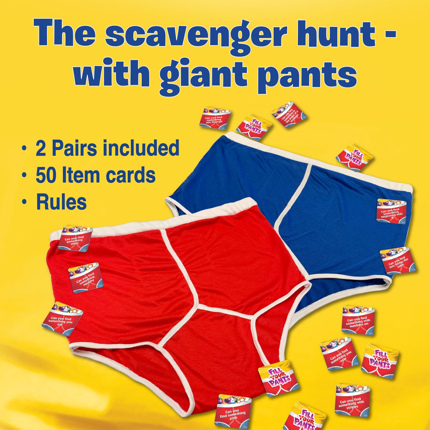 Drumond Park Fill Your Pants | The Scavenger Hunt with Giant Pants | Hilarious Family Games for Kids and Adults | For 6 Year Olds and Up | Active Party Games for 2 Players and More
