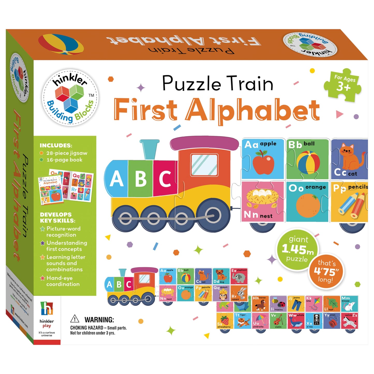 Hinkler – Building BlocksPuzzle Train: First Alphabet – Early Learning Toy for Toddlers – ABC Jigsaw & Book Set – Educational Preschool Toy