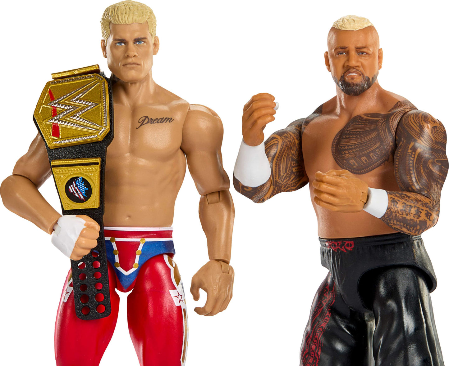Mattel WWE Main Event Showdown Action Figures 2-Pack with Accessory, Series #24 Cody Rhodes vs Solo Sikoa Collectible Set, 6-inch, JHJ54