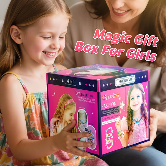 BLmukce charm bracelet making kit for girls featuring beads, charms, and necklace supplies for DIY jewelry crafts.