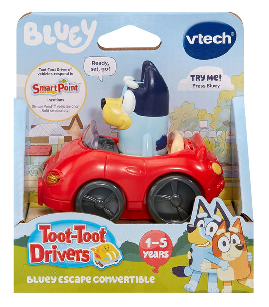 VTech Toot-Toot Drivers Bluey Escape Convertible, Interactive Toddler Toy for Pretend Play with Lights and Sounds, Bluey Toy Car, Suitable for Ages 12 Months, 2, 3, 4 Years Plus, English Version