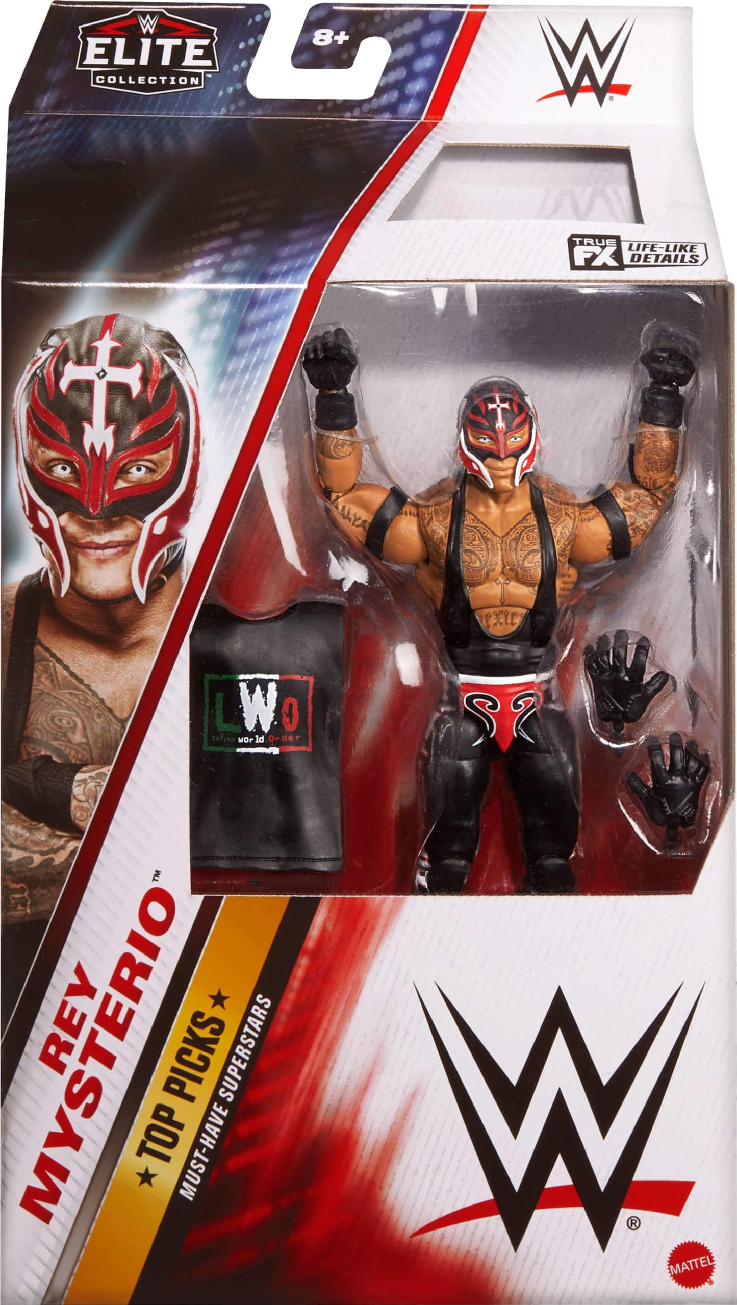 Mattel WWE Elite Collection Top Picks Action Figure & Accessory Set, Rey Mysterio 6" Collectible with Interchangeable Hands, Ring Gear and 25 Articulation Points