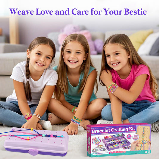 Friendship Bracelet Making Kit with Storage Box,DIY String Bracelet Arts and Craft for Girls Aged 8-12,Kids' Travel Activity Toy Set, Birthday Gifts for Ages 6 7 8 9 10 11 12 Year Old (Purple)