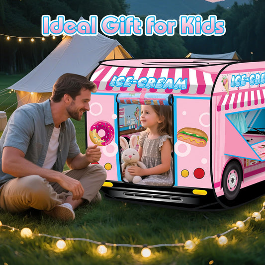 deAO Ice Cream Truck Foldable Play Tent –Children Play House Indoor Outdoor Play Toy Great Gift for Girls Boys 3 4 5 Years Old
