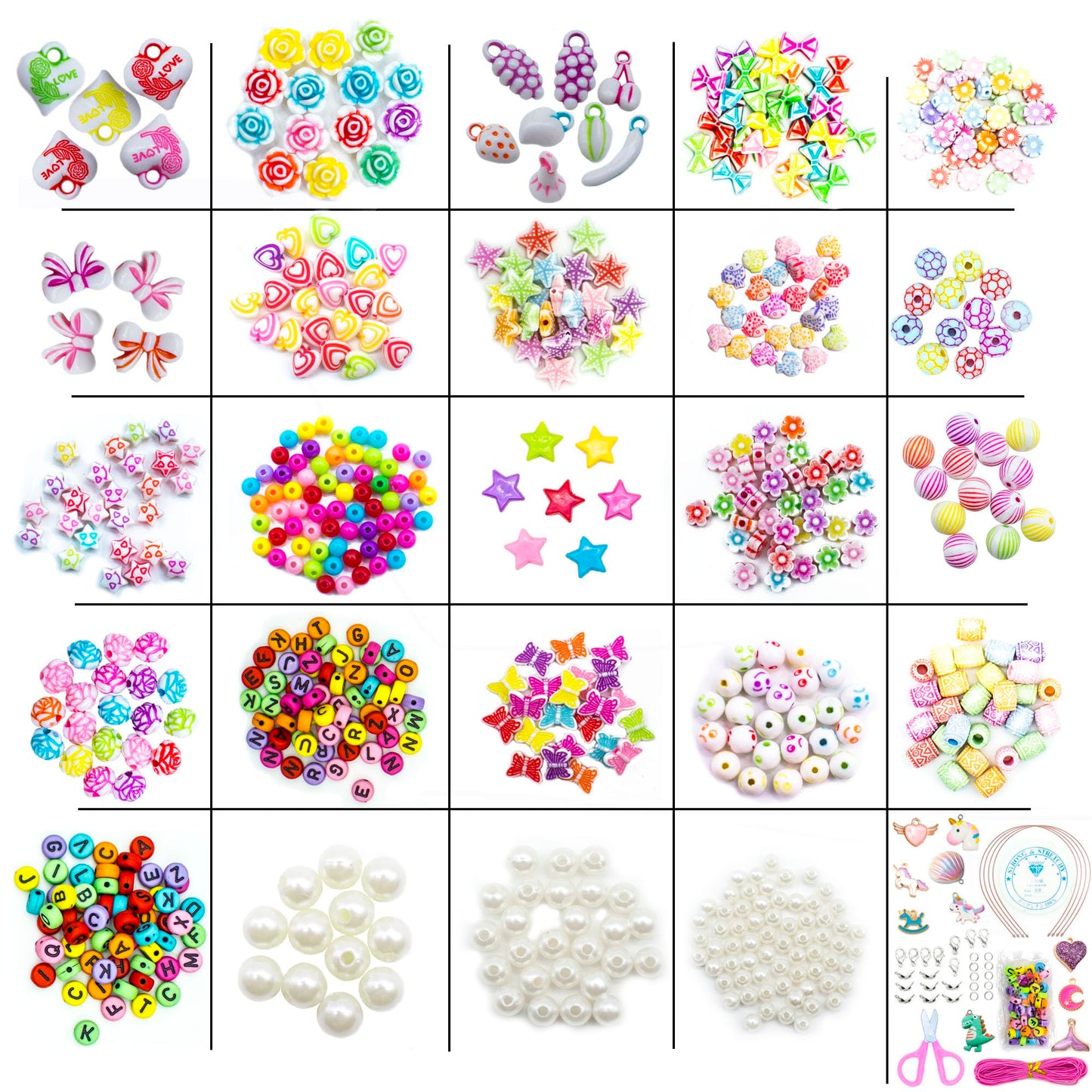 WONDERFORU Children DIY Beads for Jewellery Bracelet Necklaces String Making Kit, Friendship Bracelets Art Craft Kit for Girls Kids, 24 Colors