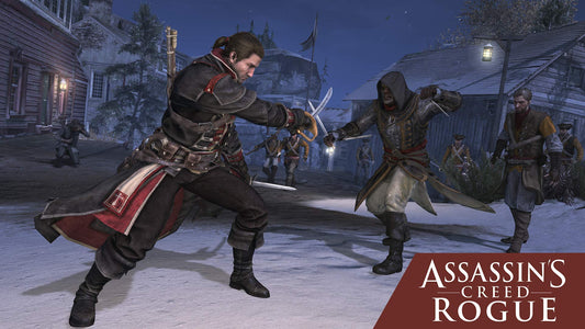 Nintendo Switch game case for Assassin's Creed Rebel Collection by Ubisoft, featuring artwork of rebels and historical scenes.