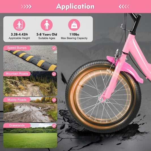 Tagtuell 16 Inch Kids Bike for 4-8 Years Old Kids, Universal Bicycle Beginner Bike for Boys Girls with Bell, Stabilisers and Fenders, Max 50KG