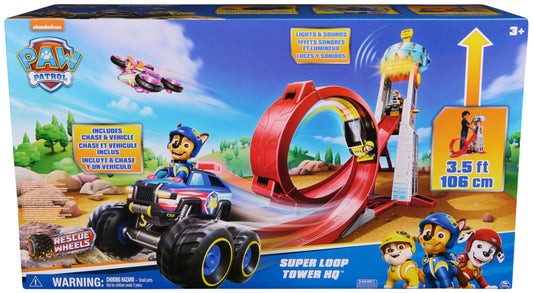 Paw Patrol: Rescue Wheels Super Loop Tower HQ, with Light, Sound, Vehicle Launcher, Chase Action Figure and Toy Truck, Kids’ Toys for Boys and Girls Aged 3+