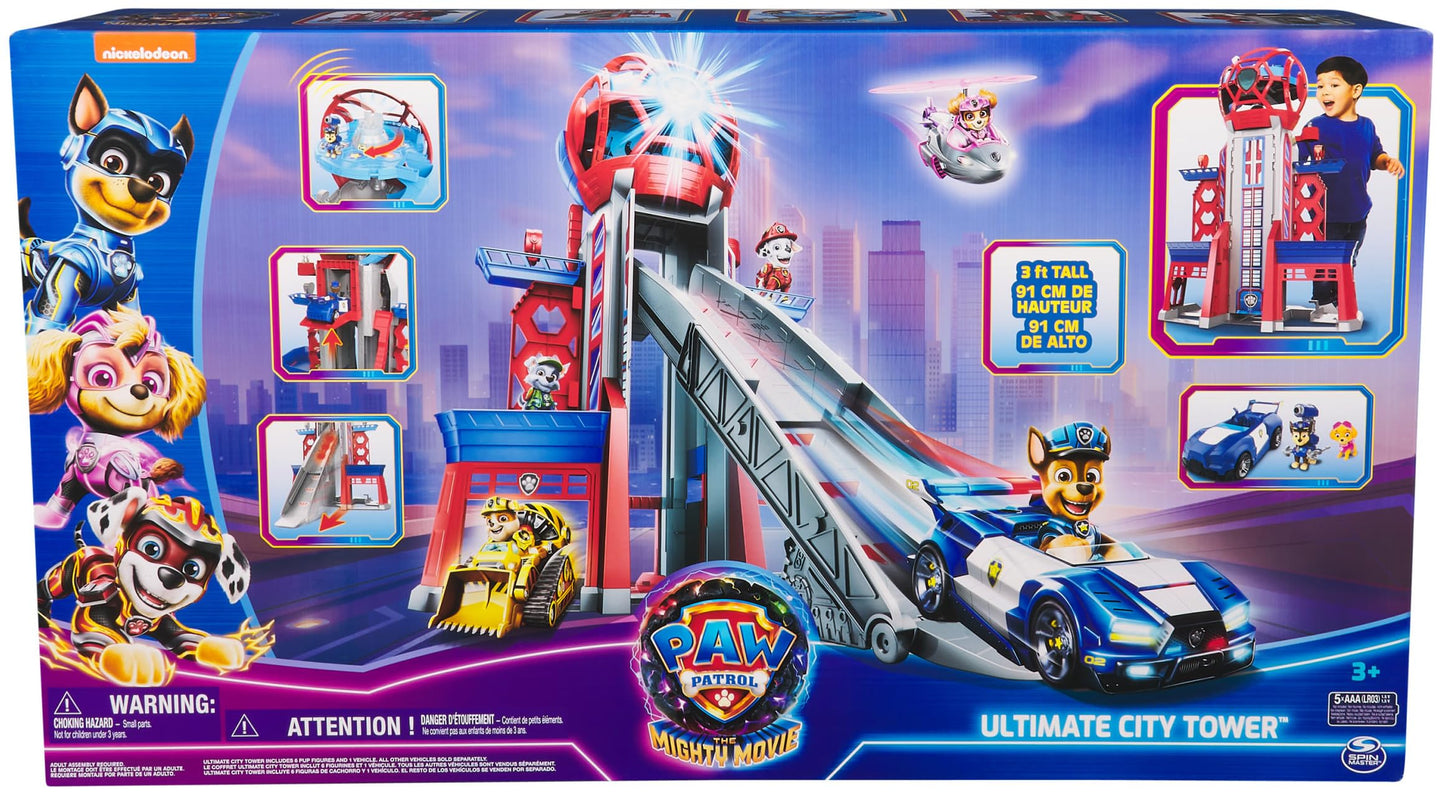 PAW PATROL: The Mighty movie, XXL headquarters from the movie, 91 cm high, includes 2 toy figures and 1 base vehicle, light and sounds, toy suitable for children from 3 years