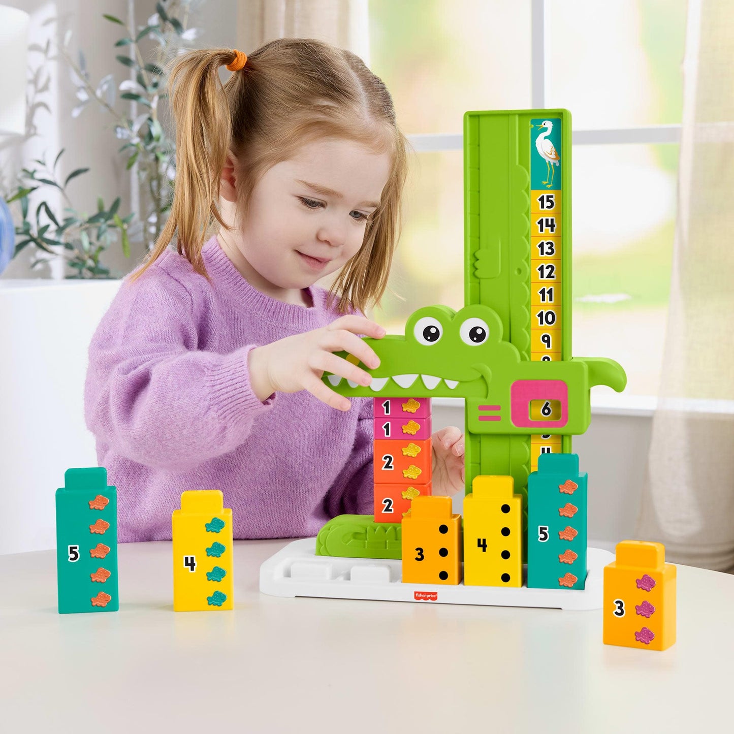 Fisher-Price Preschool Learning Toy Adding Alligator Counting Activity with 10 Stacking Blocks for Kids Ages 3+ Years, JCT13