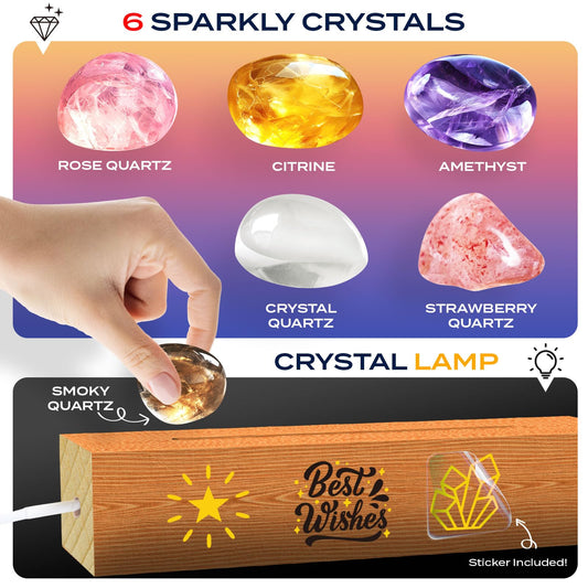 EggBox Gemstone Dig Kit with six real gemstones and crystals, featuring a night light display, for kids ages 3 and up.