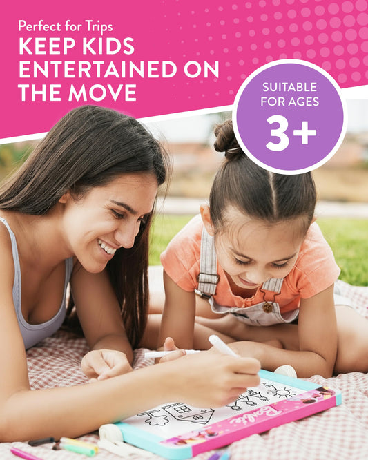 Barbie 2-in-1 Writing Board - Double-Sided Blackboard & Whiteboard with Pen, Eraser & Chalk – Wooden Art Board for Kids Creative Play - Tabletop Easel