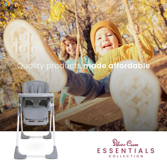 Silver Cross Essentials - Canapé Highchair - Baby Chair - Folding High Chair - Newborns to 3 Years - Winter Grey