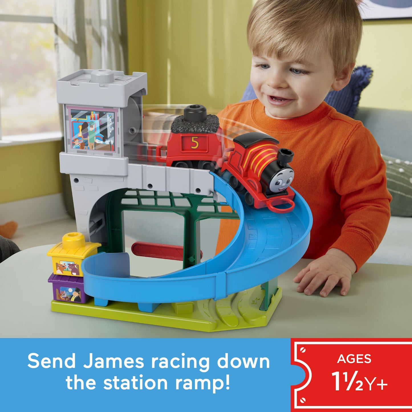 Thomas & Friends Toddler Toy My First Knapford Station Train Playset with Stack & Wobble Cargo for Kids Ages 18+ Months, HXW24
