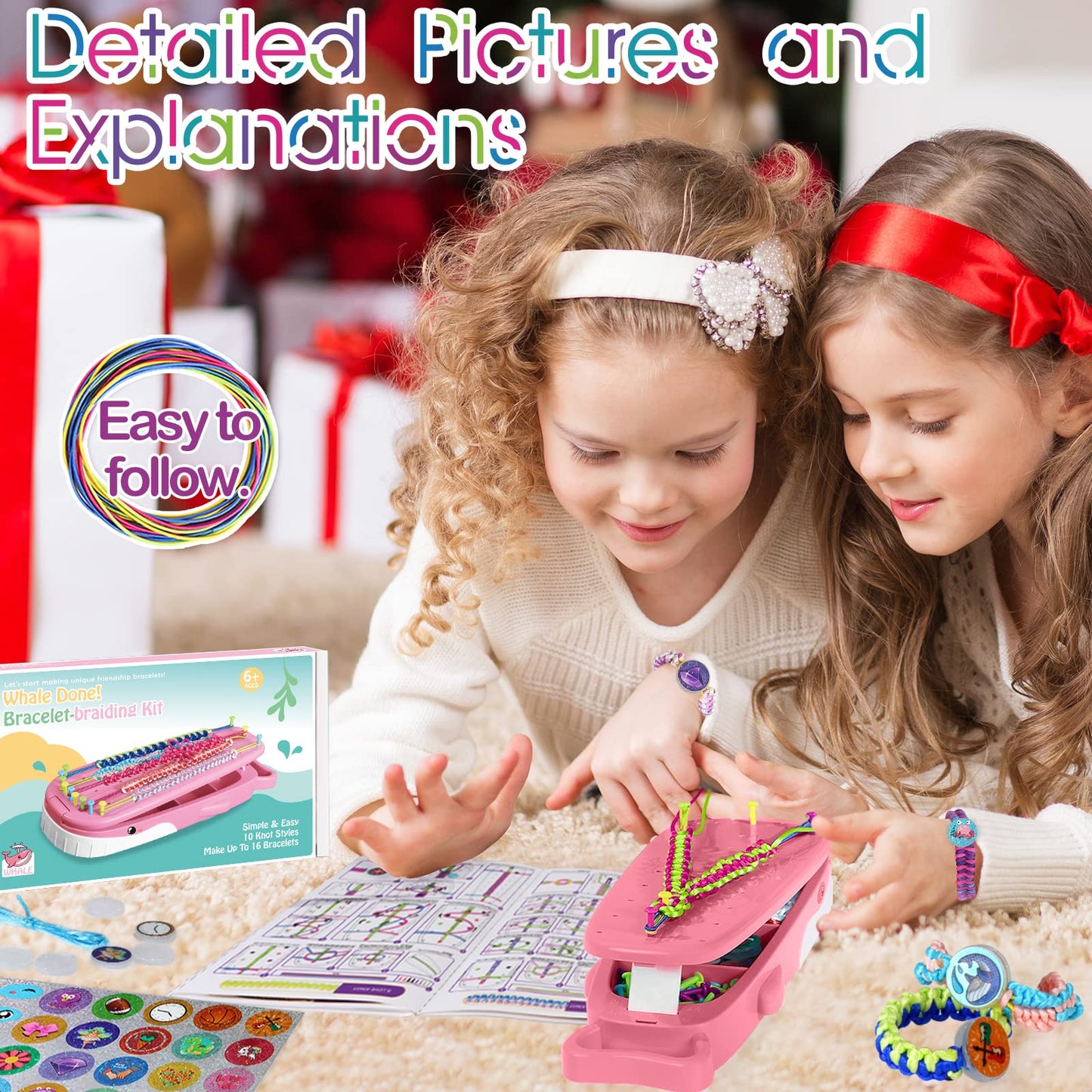 Bracelet Making Kit for Girls, Whale Shaped Jewellery Making Kit Crafts for Girls Ages 6-12, DIY Bracelet String Travel Rewarding Activity Set, 6 7 8 9 10 11 12 Years Old Girl Birthday Gift