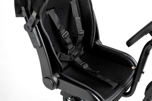 Roma Side Rider Universal Buggy Board with Seat - 4-Wheel Pram Board for Toddlers, Side Buggy Board with Universal Connector for Easy Attachment - Toy Steering Wheel - Hood