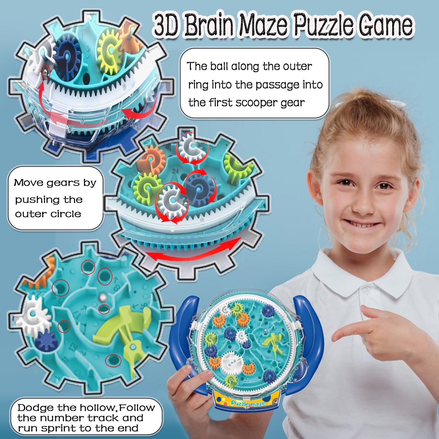 JRD&BS WINL 3D Brain Maze Game Brain Teaser Game for Kids Fidget Toy for All Age Educational Puzzle Toys for Boys and Girls Birthday Gifts for Kids Toys for Age 6-12 Year Old Puzzle Maze (Blue)
