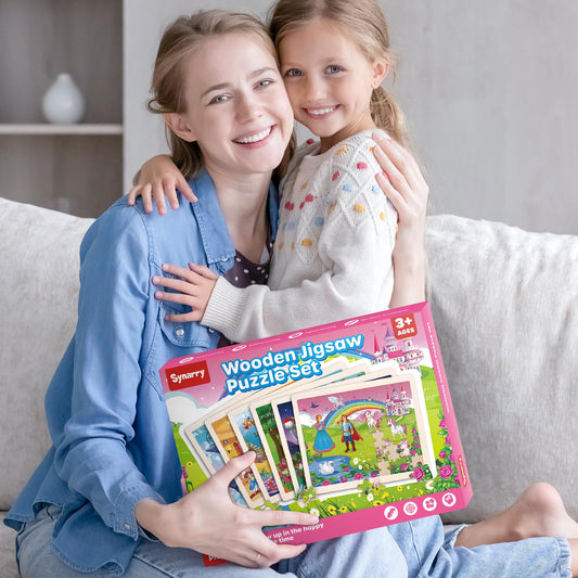 SYNARRY Wooden Princess Jigsaw Puzzles for Kids 3 4 5 6 7 8 Year Olds, 6×60 Piece Children Puzzles 4-8, Educational Toys Gifts for Toddler Children Girls Boys