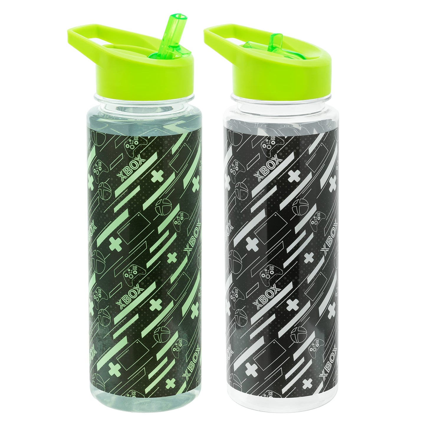 Paladone Xbox color change plastic water bottle with straw, 650ml, multicolor, officially licensed gaming merchandise.