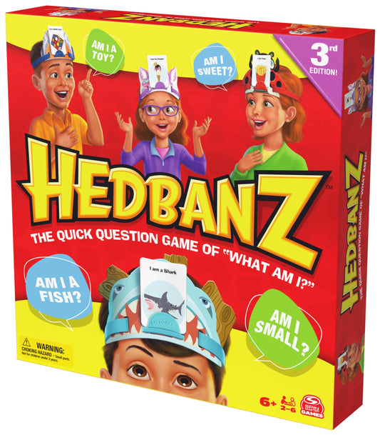 Spin Master Games, Hedbanz 3rd Edition 2025 with New Cards & Headbands, Picture Guessing Card Game, Quick Questions & Fast Fun, Easy to Play for Family & Kids, 2-6 Players, for Ages 6 & Up