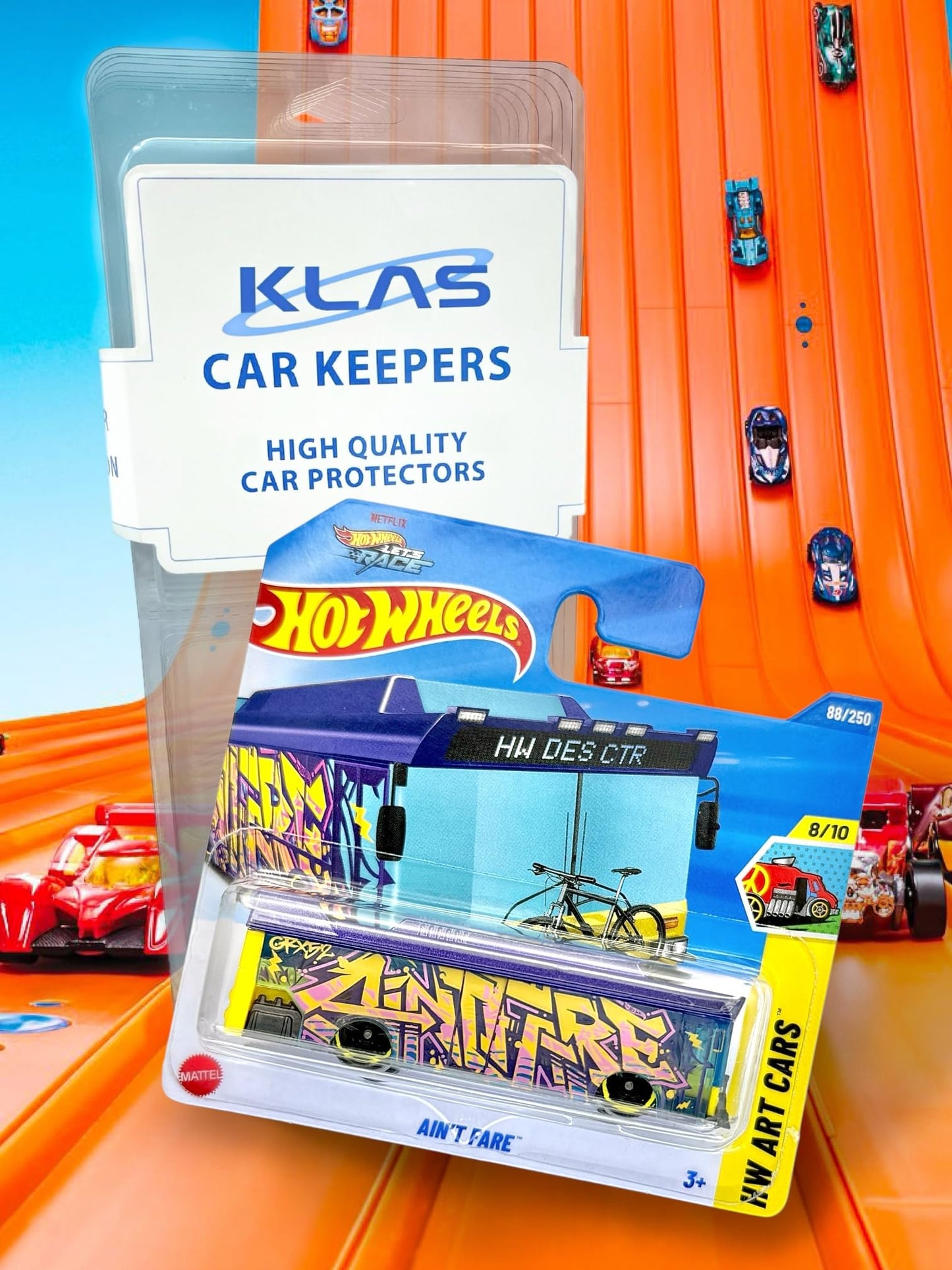 Hot Wheels Ain't Fare (Purple, Yellow & Black Let's Race) 8/10 HW Art Cars - 2025-88/250 (Short Card) - includes a KLAS Car Keeper Protector Case - HYX32