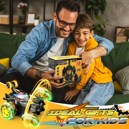 Braxel 360° Flips Remote Control Cars, BatToy Man Kids Toys for 3-9 Year Old Boys Toys Age 3-9 Year Old Boy for 3-11 Year Old Boys LED RC Car Present Early