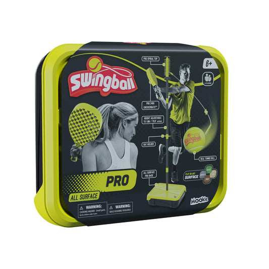 Swingballl PRO All Surface Tennis Ball Game Set, Swingball's Ultimate Outdoor Family Game for Ages 6+ to Adults, Real Tennis Ball and 2 Power Bats, Superior All Surface Base, Adjustable Height to 1.8M