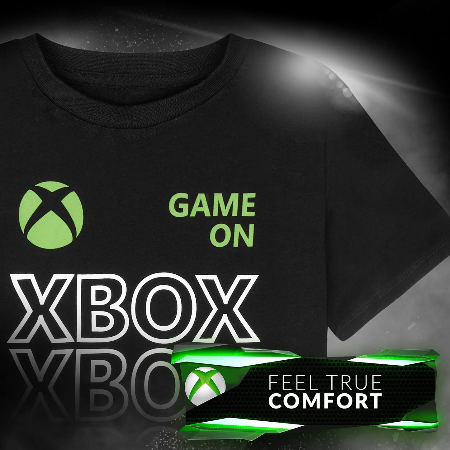 Black Xbox boys' gaming pyjamas for kids aged 15, featuring gaming-themed graphics, comfortable fabric, and casual fit.