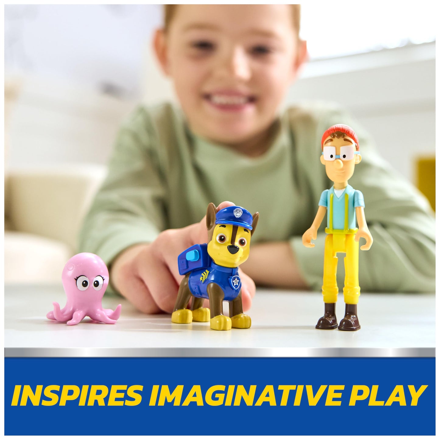 Paw Patrol, Chase & Captain Turbot Figure Pack with Baby Octopus Toy Figure, Kids Toys for Boys and Girls Ages 3 and Up