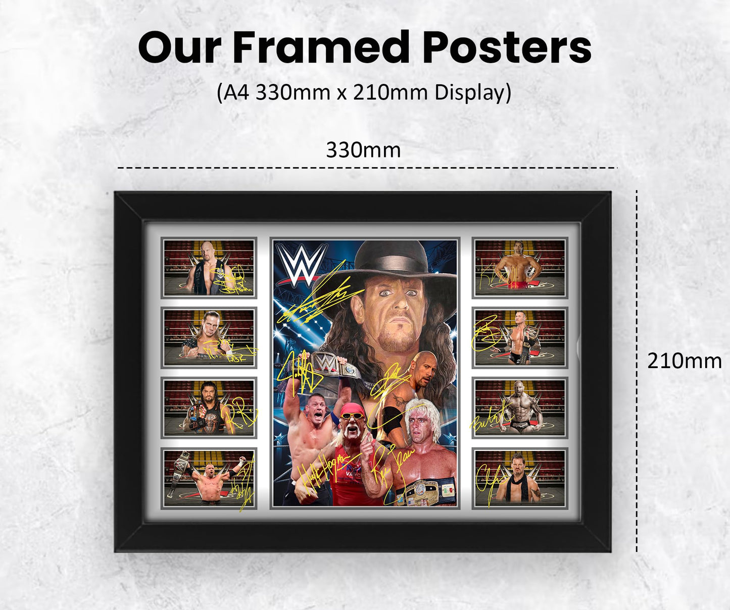 WWE Wrestling Print - Limited Edition Autograph Fan Gift – Collectible Memorabilia Merchandise (Unframed A4 (30x21cm))