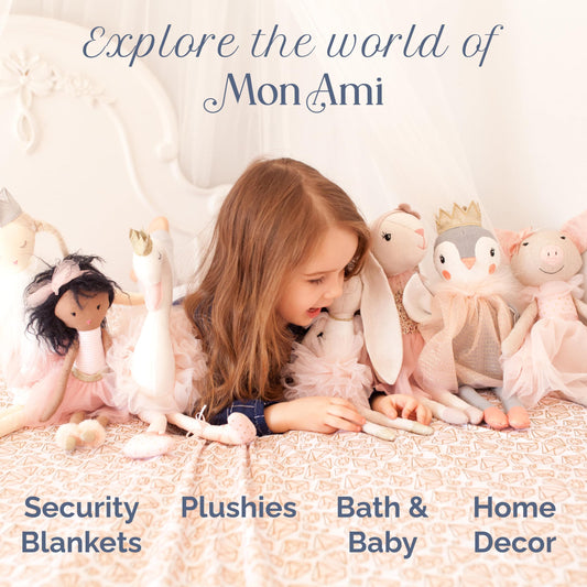 MON AMI Joelle The Princess Pocket Doll 10"/25 cm | Soft Plushie with Crown & Sparkly Dress | Mini Cuddly Doll for Playtime, Travel & All Ages