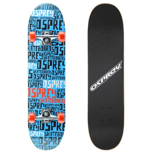Osprey | Complete Skateboard 31 x 8-inch, Double Kick 9 Ply Chinese Maple Deck for Kids, Teens Adult and Beginners, Repeat, Multiple Designs