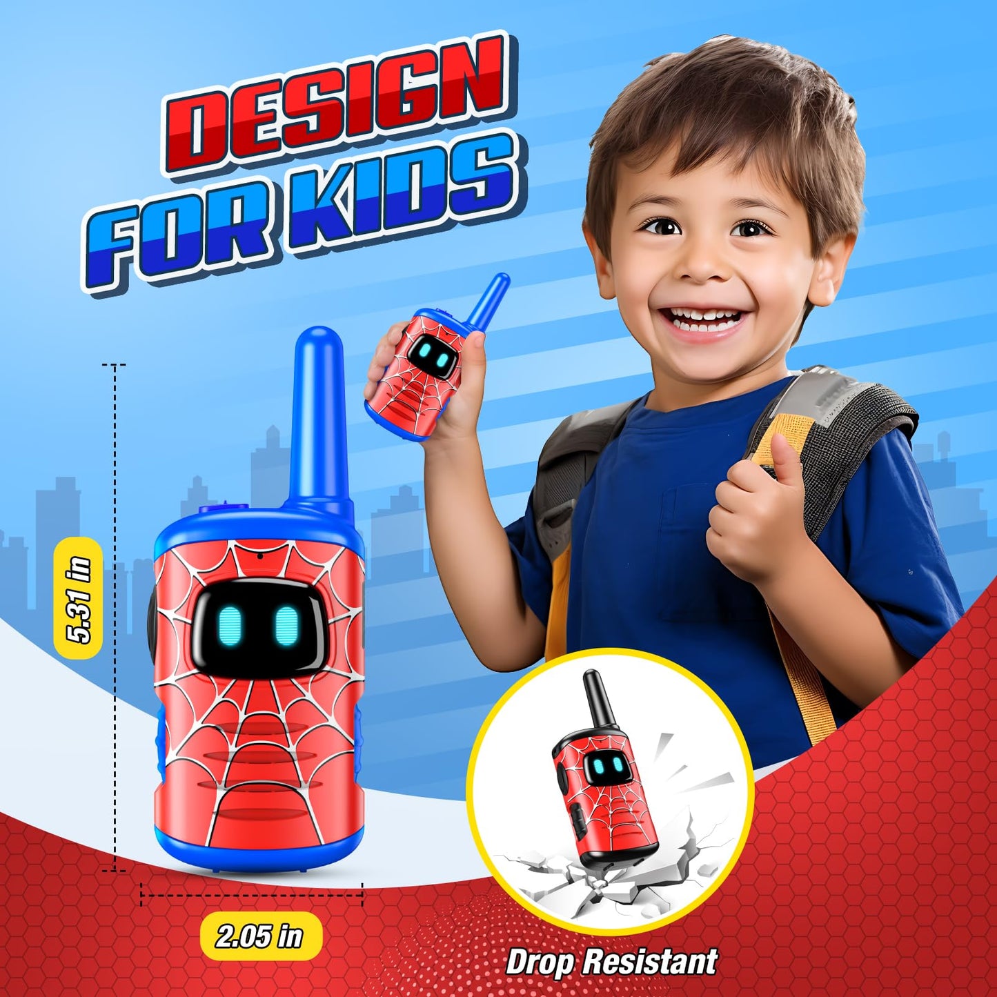 Spider Walkie Talkie Kids, Toyokid Outdoor Toys for 4 5 6 Year Old Boy Girl Gift for 3-12 Year Olds Boys Toy Age 3 4 5 6 7 Rechargeable Walkie Talkies for Kids Toys Garden Birthday Presents