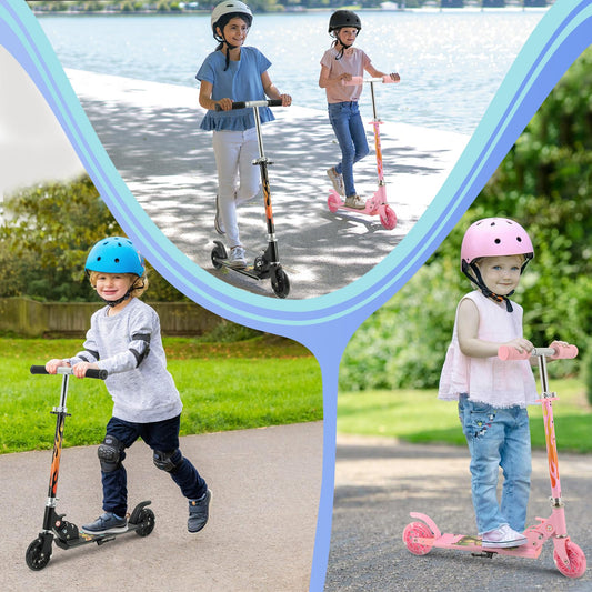 TENBOOM Scooter for Kids Ages 4-7, 2 Wheels Light Up Gift Scooters for Girls Boys Ages 6-12, Easy Folding Kids Scooter with 3 Levels Adjustable Handlebar and Rear Brake