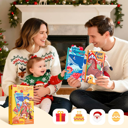 JoyCat baby sensory cloth book and crinkle toy for 0-6 months, soft touch and tummy time activity for infants and newborns.