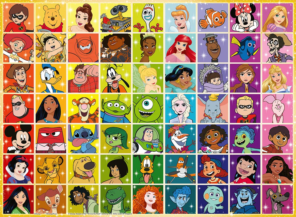 Ravensburger Disney Pixar Disney & Pixar Colour Palette Jigsaw Puzzles for Kids Age 6 Years Up - 100 Pieces XXL - Gifts for Children