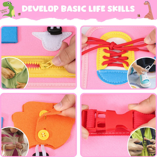 Busy Board for Toddlers, Montessori Sensory Toys Activity Board for Fine Motor Skills, Preschool Educational Learning Gifts for 1 2 3 4 5 Year Old Girls & Boys, Autism Toys, Car Airplane Travel Toy