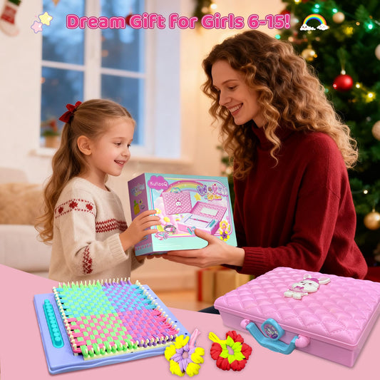 KuflooQ Friendship Bracelet Making Kit for 6-15 Year Old Girls, Craft Kits for Childs, DIY Christmas Gifts for Girls, Weaving Loom Kit Toys for Kids