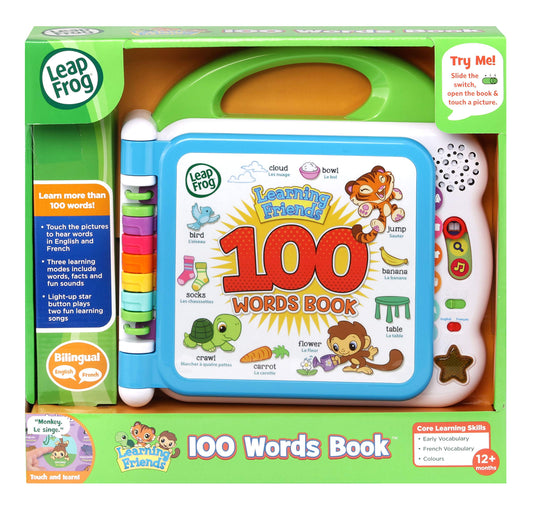 LeapFrog 601503 Learning Friends 100 Words Baby Book Educational and Interactive Bilingual Playbook Toy Toddler and Pre School Boys & Girls 1, 2, 3, 4+ Year Olds, Multi-Colour, One Size