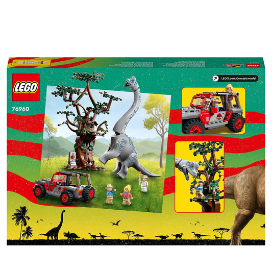 LEGO 76960 Jurassic Park Brachiosaurus Discovery Dinosaur Toy Set with Large Dino Figure, Tree and Buildable Jeep Wrangler Car, Gift for Boys, Girls, Kids, 30th Anniversary Collection