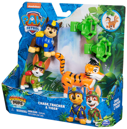 Paw Patrol: Jungle Pups Chase, Tracker & Tiger Action Figures with Projectile Launcher, Kids’ Toys for Boys and Girls Aged 3 and Up