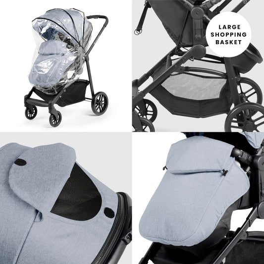Ickle Bubba Star 2-in-1 Pushchair – Suitable from Birth to 15kg (Approx. 3 Years*), Convertible Seat, One-Hand Fold, UPF 50+ Canopy, Spacious Basket & Durable Wheels (Zen Blue)